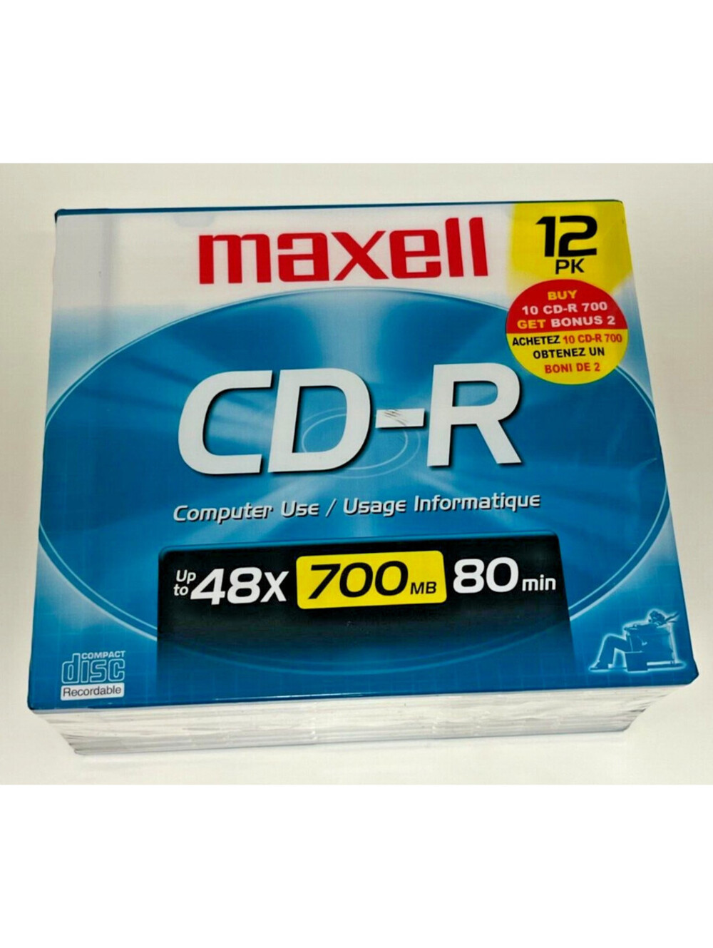 Maxell CD-R 12 pack Brand New Factory Sealed 700MB 80 MIN Up to 48X